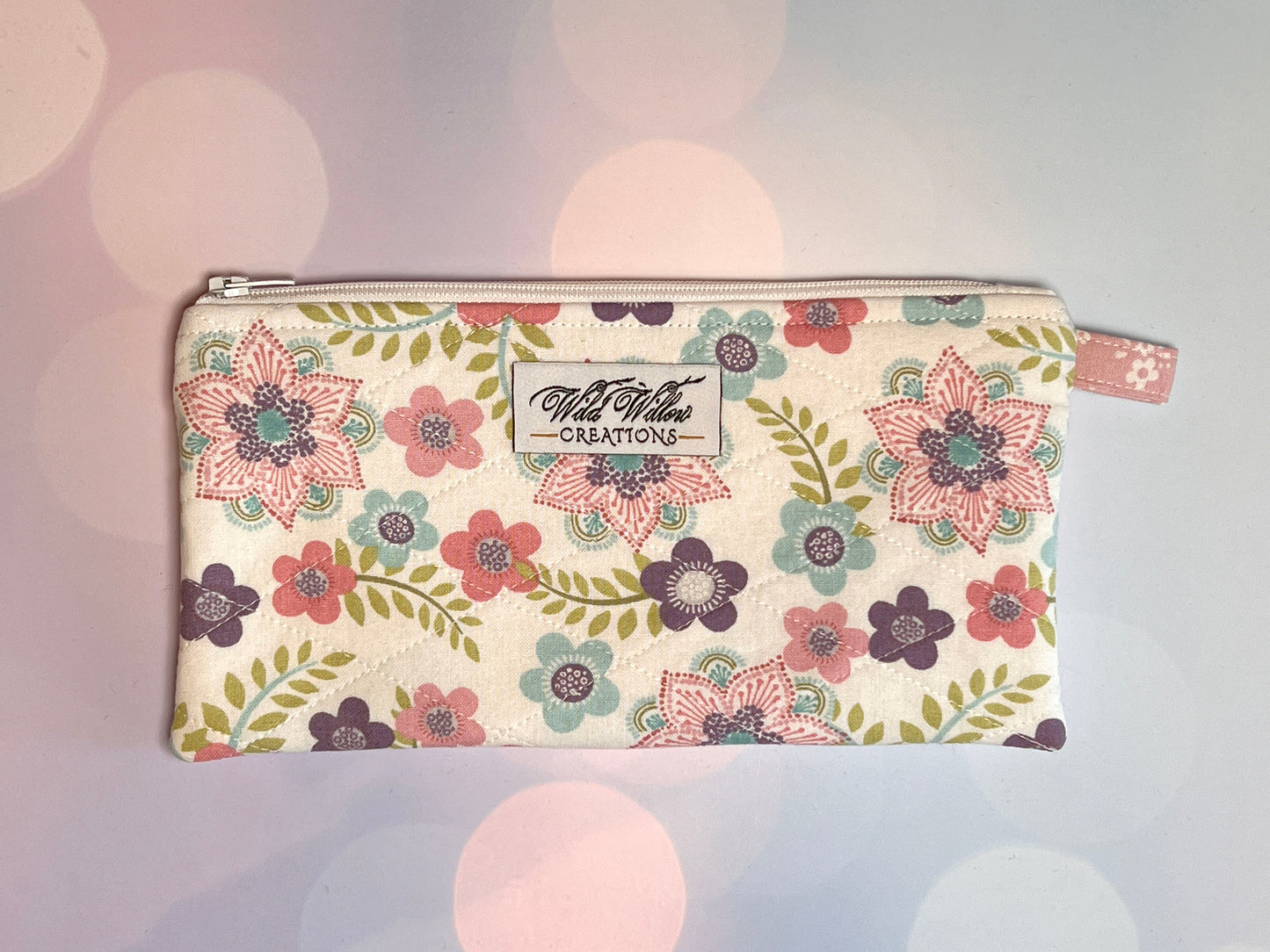 Pencil & Glasses Case | Pink & Purple Flowers