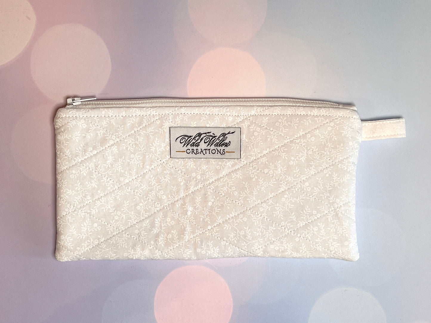 Pencil & Glasses Case | White Flowers